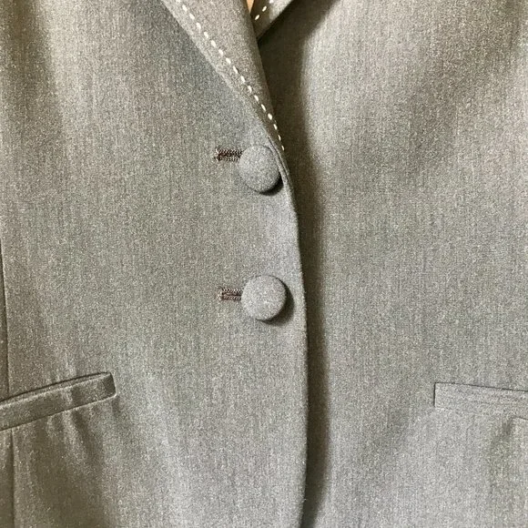 WHBM Grey Blazer Suit Jacket White Stitching, Size 8 - Picture 12 of 16